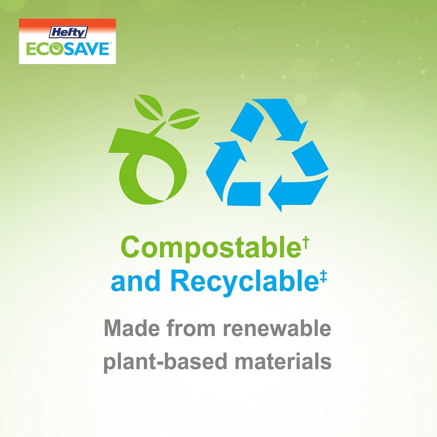 Hefty ECOSAVE Compostable Disposable Paper Plates Dinner 10