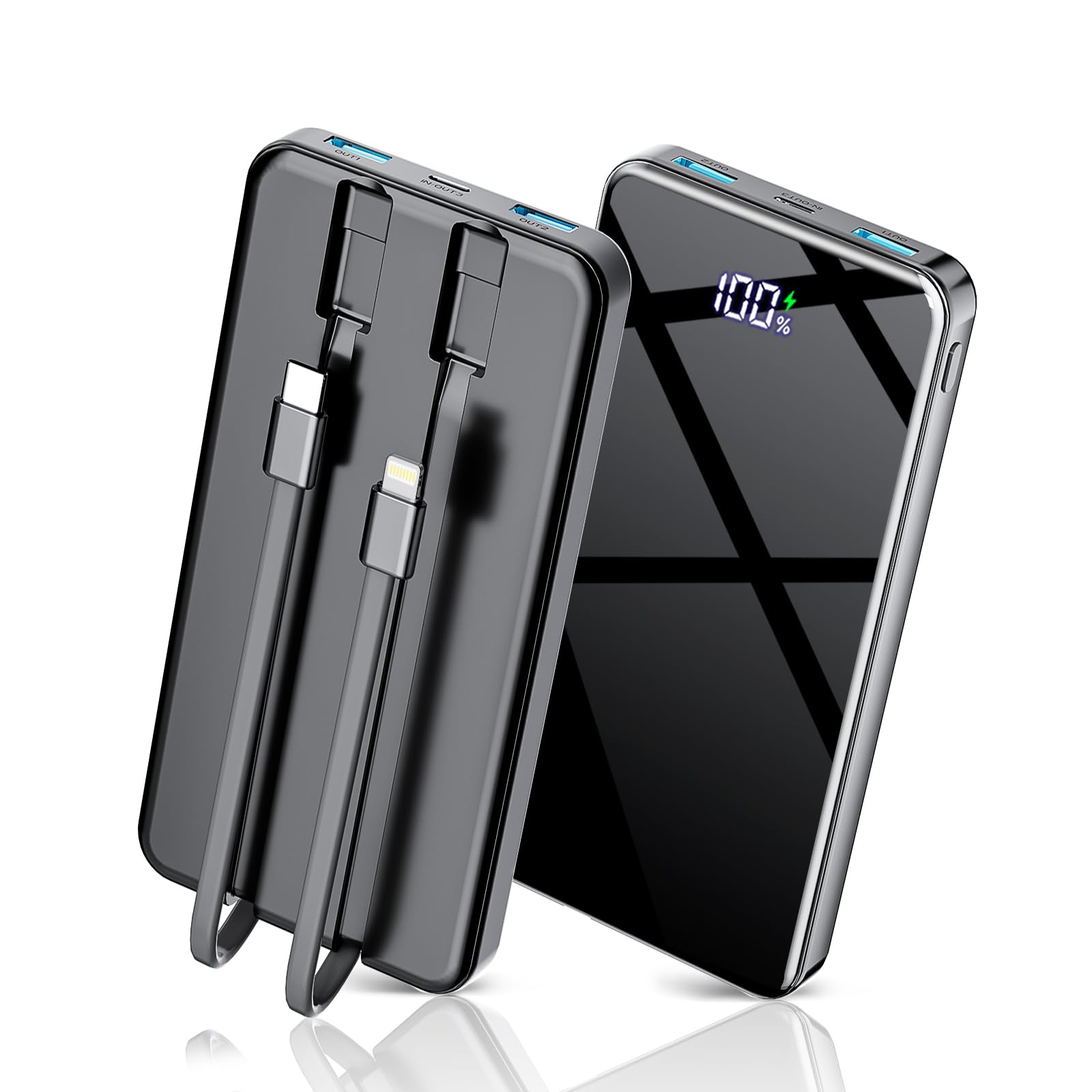 COPINK Power Bank with Built in Cables, 25000mAh Fast Charging Portable Charger,5 Output 2 Input LED Display Slim External Battery Pack for iPhone, Samsung, Android Phones, Tablets 🍁 All In One Marketplace Canada
