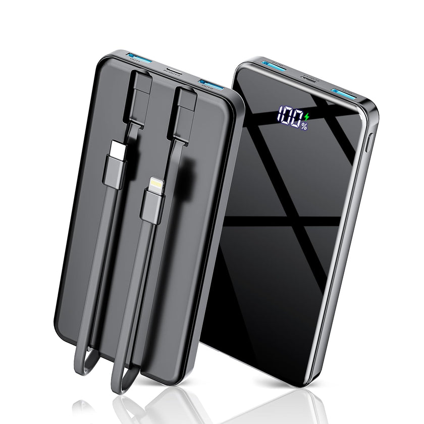 COPINK Power Bank with Built in Cables, 25000mAh Fast Charging Portable Charger,5 Output 2 Input LED Display Slim External Battery Pack for iPhone, Samsung, Android Phones, Tablets 🍁 All In One Marketplace Canada