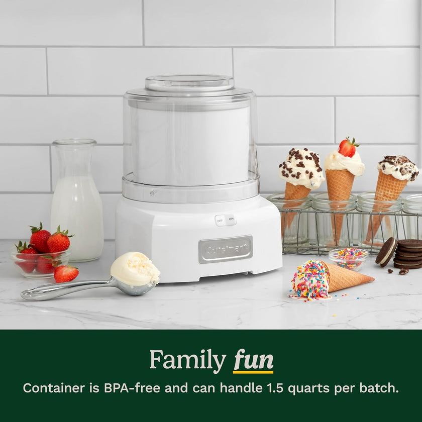 Cuisinart Ice Cream Maker Machine, 1.5 Quart Sorbet, Frozen Yogurt Maker, Double Insulated, White (ICE-21C) 🍁 All In One Marketplace Canada