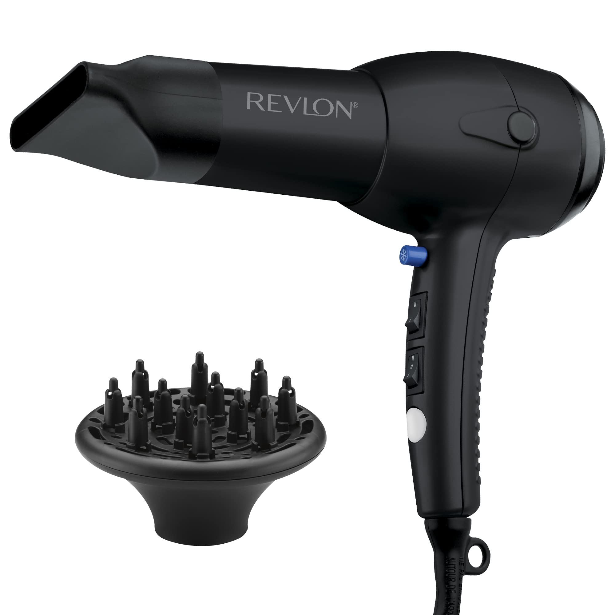 Revlon RV544FBLK Advanced Ionic Technology™ Hair Dryer with Diffuser, Powerful, Ionic Hair Dryer with Concentrator, Quick Dry, Lightweight, 2 Heat/ Speed Settings, Less Frizz, Shiny and Smooth Hair, Black 🍁 All In One Marketplace Canada