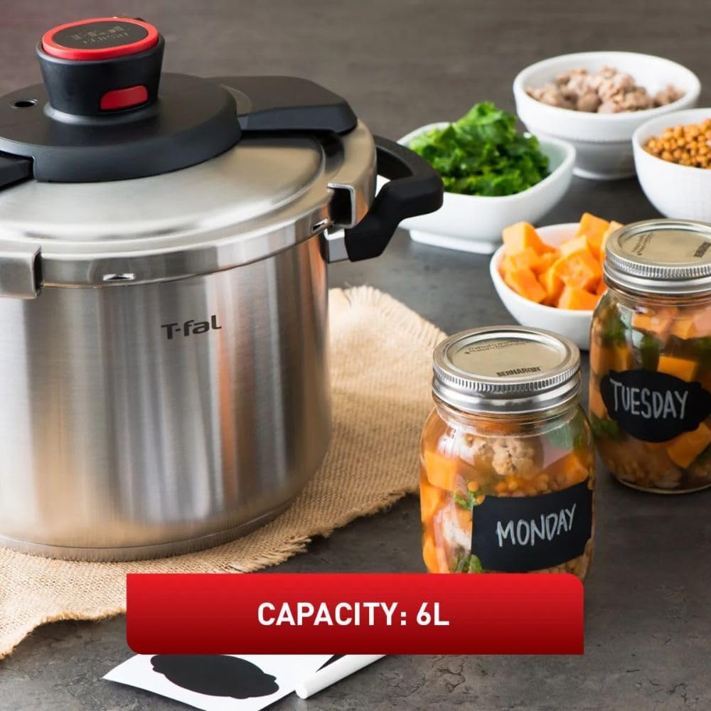 T-fal Clipso Stainless Steel Pressure Cooker, 6 Qt, Secure Locking System, One Hand System, Silver, Induction Compatible, Pressure Canner, Includes Recipe Book, Cookware 🍁 All In One Marketplace Canada