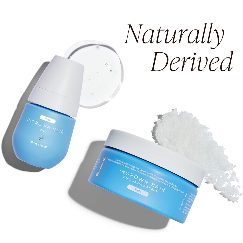 Bushbalm Ingrown Hair and Razor Bumps 2 Step Routine - Moisturize and Soothe - Nude Ingrown Hair Oil (30 ml), Nude Exfoliating Scrub (236 ml) - Nude - Valued at $49 🍁 All In One Marketplace Canada