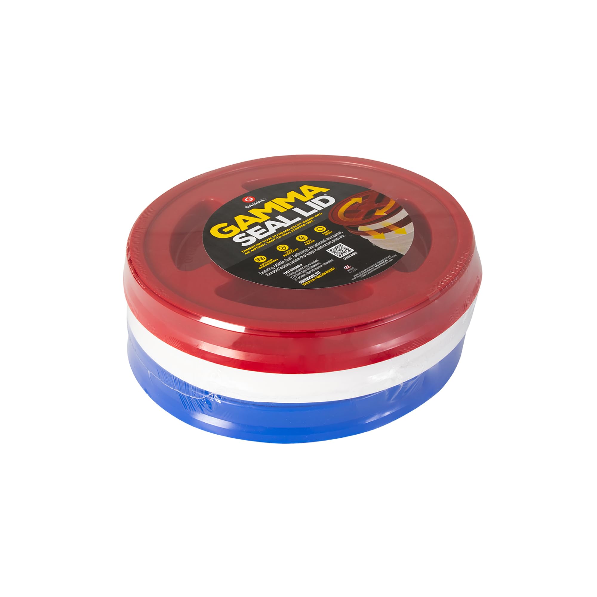 Gamma2 Gamma Seal Lid 3pk Combo for Utility Buckets - Fits 3.5, 5, 6 & 7 gallon buckets, Red, White & Blue, Made in USA 🍁 All In One Marketplace Canada