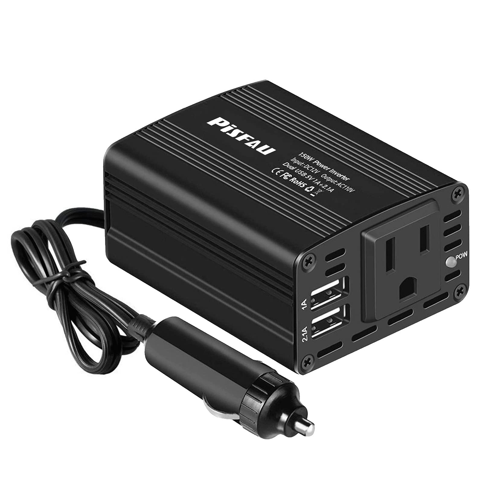 150W Power Inverter 12V DC to 110V AC Car Plug Adapter Outlet Converter with 3.1A Dual USB AC car Charger for Laptop Computer Black 🍁 All In One Marketplace Canada