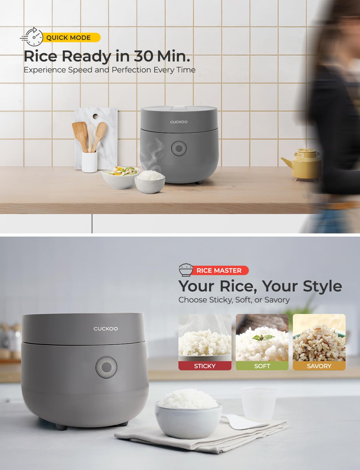 CUCKOO Rice Cooker 6 Cup Uncooked / 12 Cup Cooked, Modern Fuzzy Logic Rice Cooker Small with Delay Timer & Keep Warm Setting, Versatile Food Steamer for Cooking, Non-Stick Inner Pot, Gray (CR-0675FG) 🍁 All In One Marketplace Canada