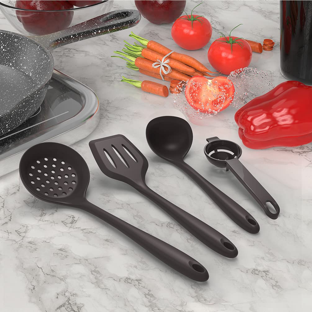 Silicone Cooking Utensils Set - 446°F Heat Resistant Kitchen Utensils,Spatula Sets,Turner Tongs,Spoon,Kitchen Utensil Gadgets Tools Set for Nonstick Cookware,Dishwasher Safe BPA Free (Gray) 🍁 All In One Marketplace Canada