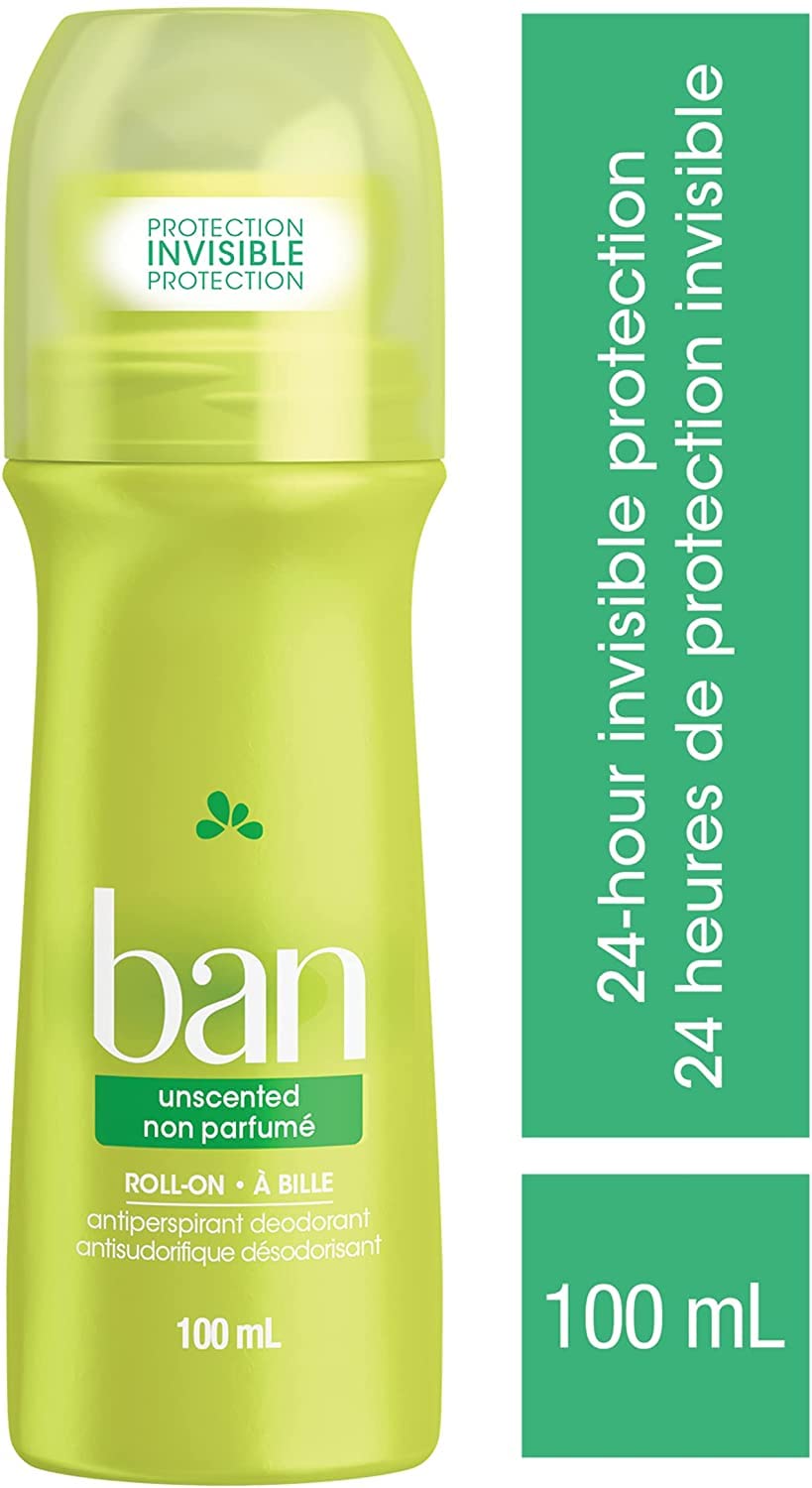 Ban Unscented Roll-on Antiperspirant Deodorant, 24-Hour Protection, Pack of 4 | Made in Canada 🍁 All In One Marketplace Canada