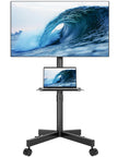 BONTEC Mobile TV Stand, Rolling TV Stand for 23-60 Inch Screens, Adjustable Floor TV Stand with Locking Wheels and Media Shelf, Compatible with VESA 100x100mm to 400x400mm, Holds up to 88 lbs, Black 🍁 All In One Marketplace Canada