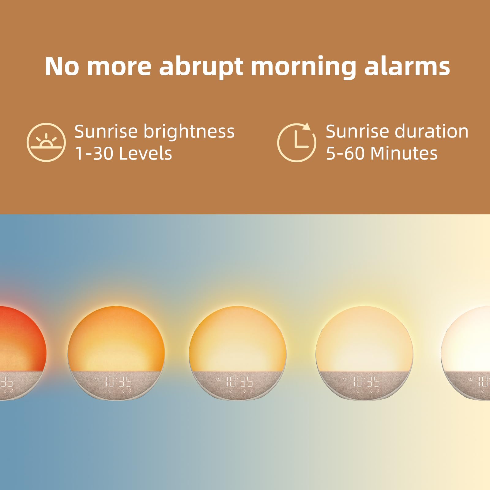 Sunrise Alarm Clock White Noise Machine: Natural Wake Up Light - Dimmable Clock with Bluetooth Speaker for Bedroom - 25 Sleep Sounds for Baby Adults Kids Putty 🍁 All In One Marketplace Canada