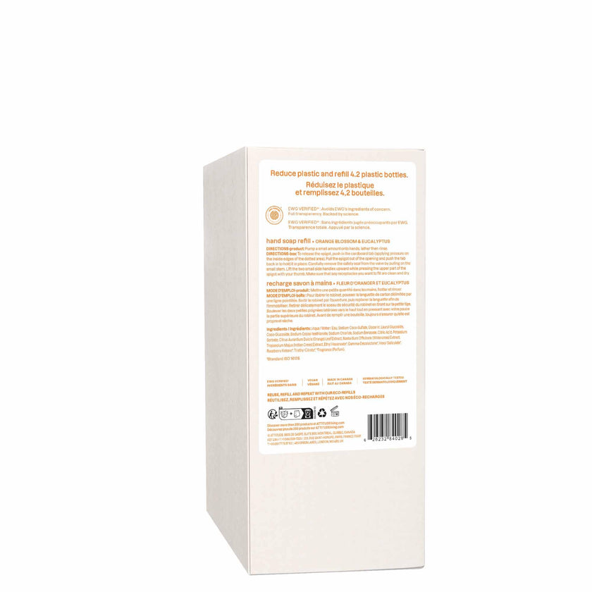 ATTITUDE Hand Soap, Made in Canada, EWG Verified, Plant and Mineral-Based Ingredients, Vegan Beauty and Personal Care Products, Bulk Refill, Orange Blossom & Eucalyptus, 2 Liters 🍁 All In One Marketplace Canada