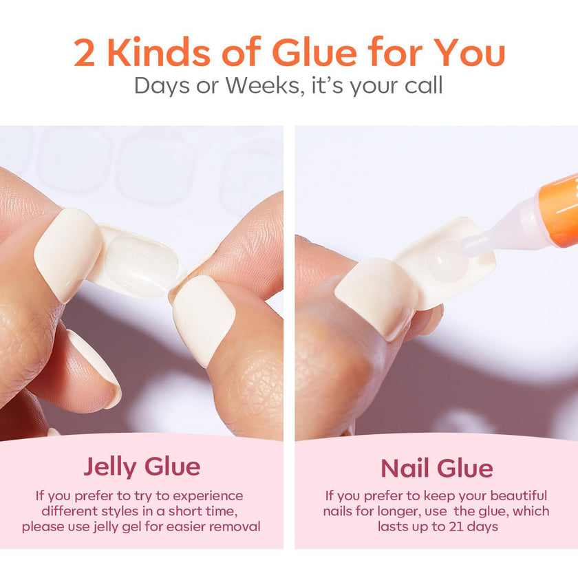 Modelones French Tip Press On Nails, Short Oval Fake Nails Press Ons with Nail Glue, Adhesive Tabs, Nail File, Prep Pad, Manicure Stick, 32Pcs 16 Sizes, Nude, Valentines 🍁 All In One Marketplace Canada