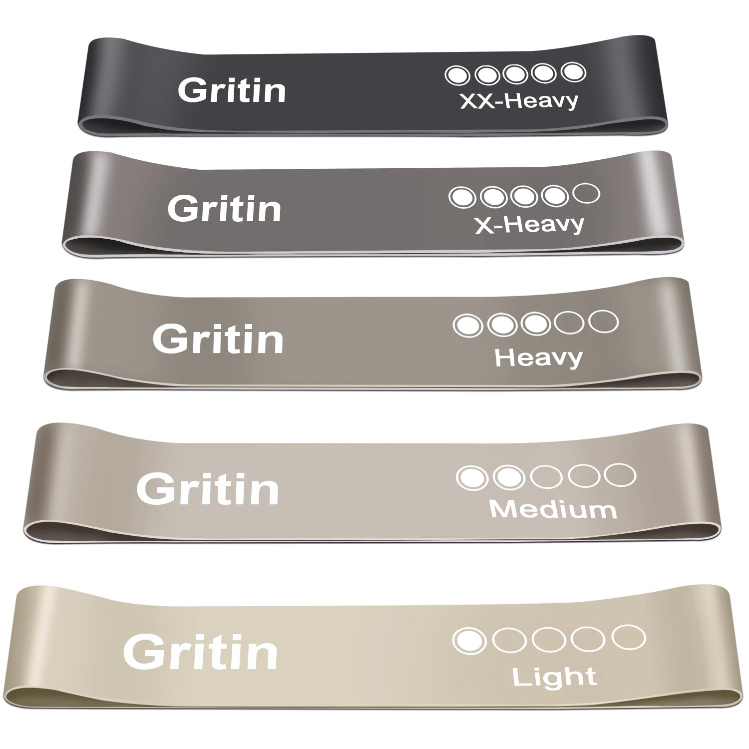 Gritin Resistance Bands, Set of 5 Skin-Friendly Resistance Exercise Band 🍁 All In One Marketplace Canada