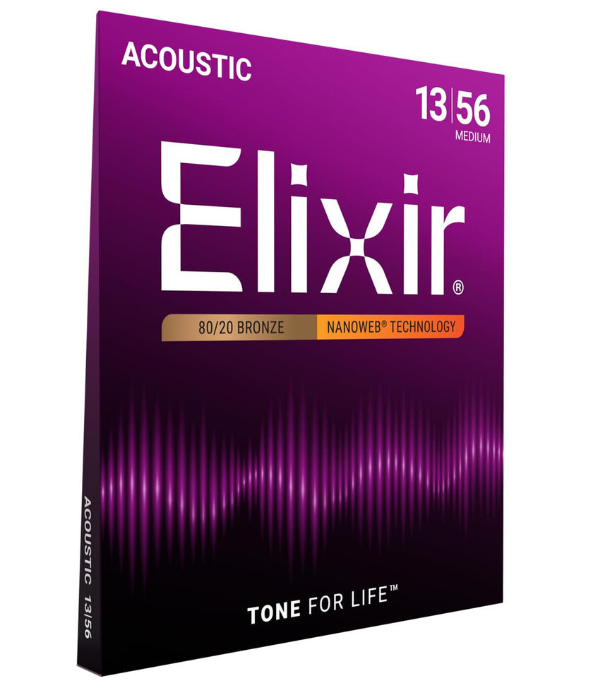 Elixir 80/20 Bronze Acoustic Guitar Strings with Nanoweb Coating - Medium 13-56 🍁 All In One Marketplace Canada