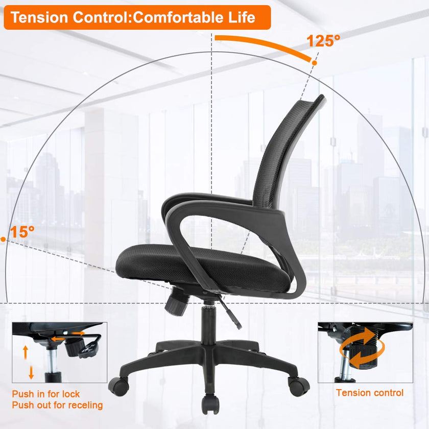 BestOffice Home Office Chair Ergonomic Desk Chair Mesh Computer Chair with Lumbar Support Armrest Executive Rolling Swivel Adjustable Mid Back Task Chair for Women Adults, Black (Black) 🍁 All In One Marketplace Canada