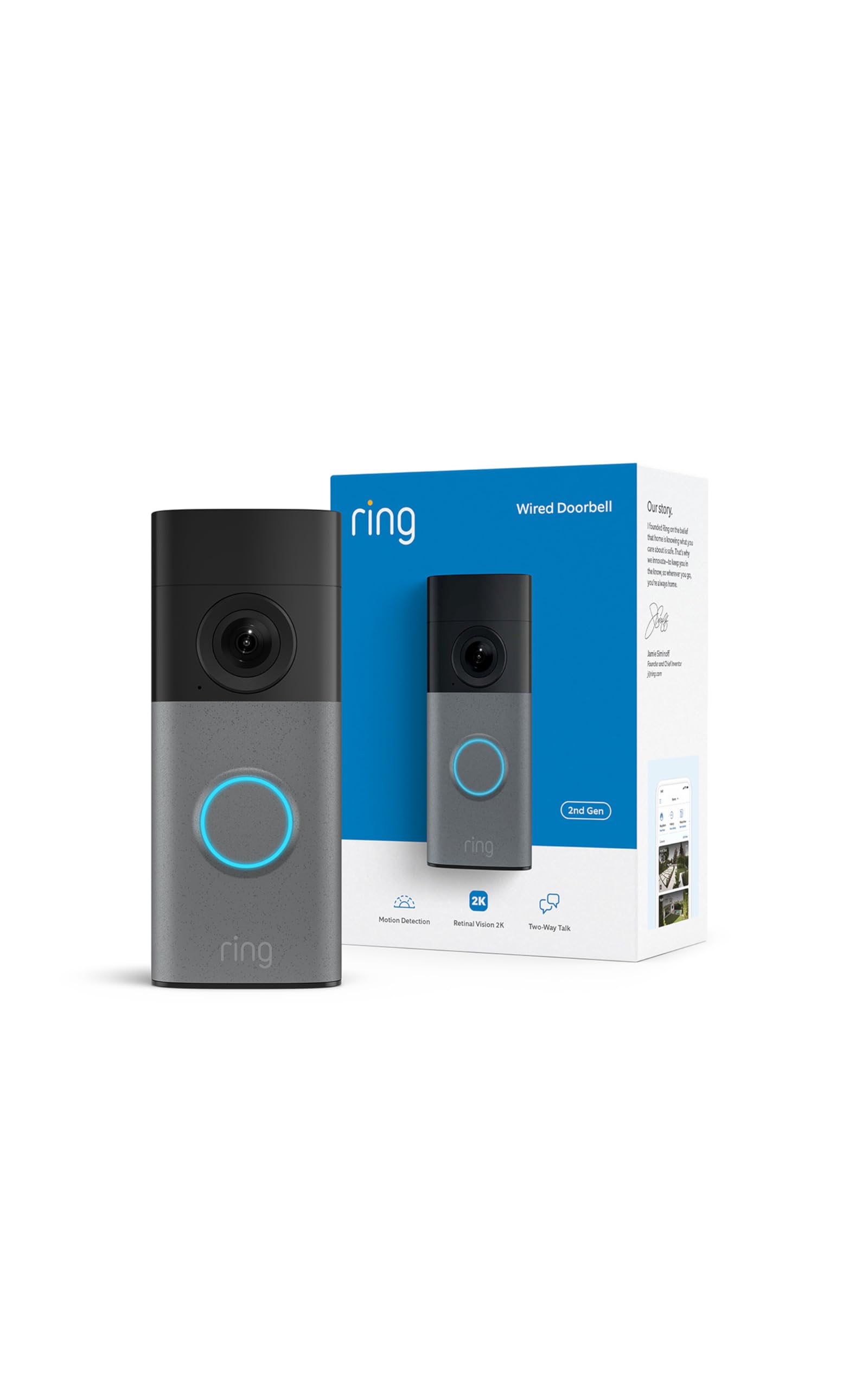 Ring Wired Doorbell (newest model), Wide-Angle Retinal 2K, up to 6x Enhanced Zoom, pair with Alexa+ or Ring Chime for in-home alerts, Speckled Gray 🍁 All In One Marketplace Canada