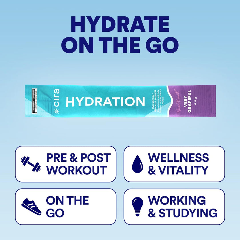 Cira Hydration Electrolytes Packets - Cira x Alicia McCarvell's Electrolyte Powder Sugar Free w Himalayan Salt, Daily On-the-Go Hydration Packets for Dehydration Relief - Very Grapeful, 20 Servings 🍁 All In One Marketplace Canada