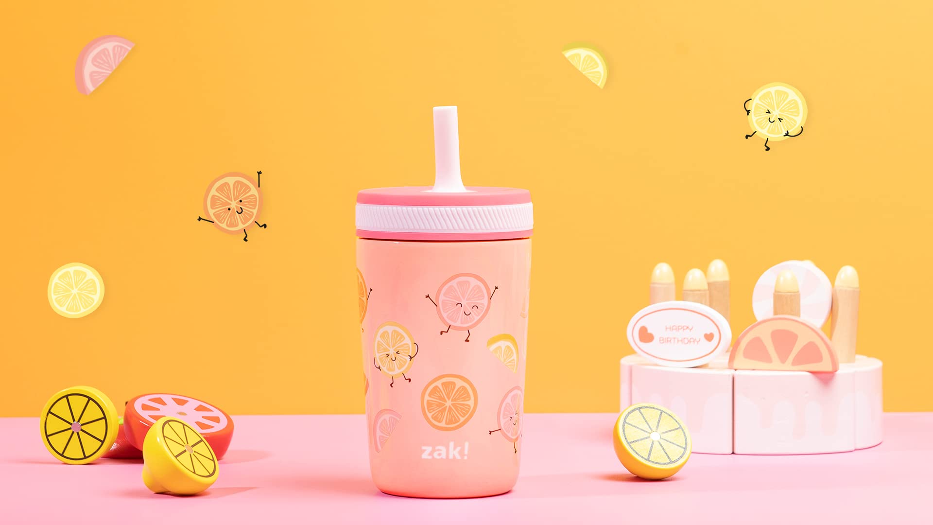 Zak Designs Happy Fruit Kelso 12oz Stainless Steel Leak-Proof Toddler Cup 🍁 All In One Marketplace Canada