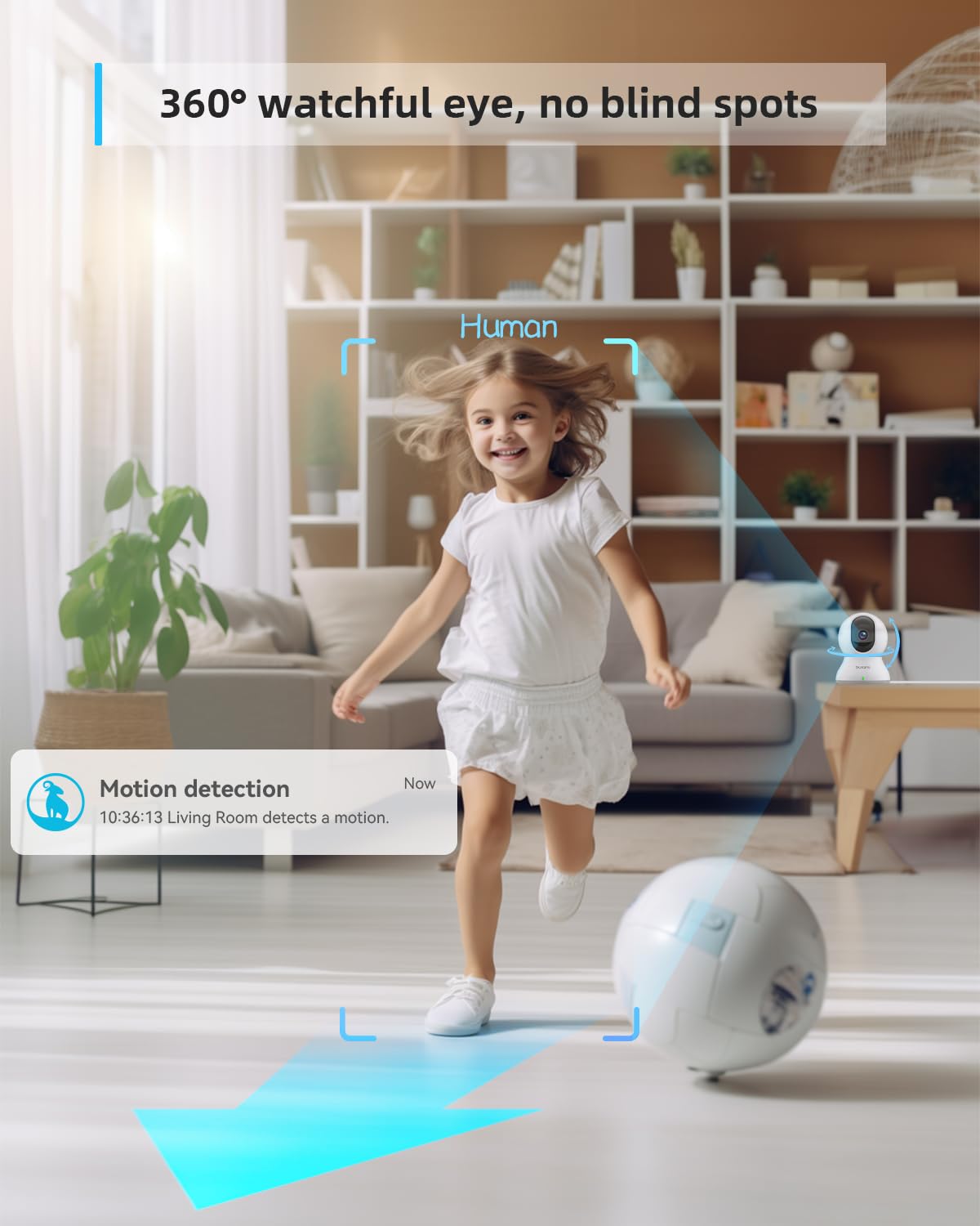 blurams Security Camera, 2K Indoor Camera 360-degree Pet Camera for Home Security w/ Motion Tracking, Phone App, 2-Way Audio, IR Night Vision, Siren, Works with Alexa & Google Assistant,White 🍁 All In One Marketplace Canada