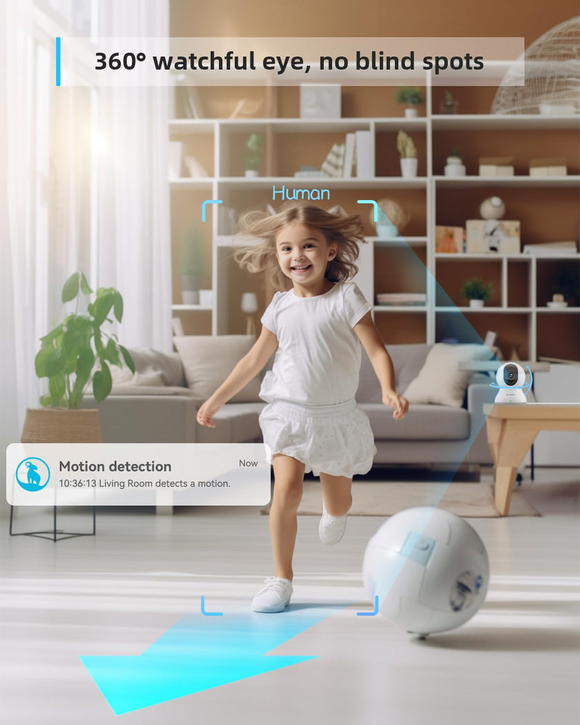 blurams Security Camera, 2K Indoor Camera 360-degree Pet Camera for Home Security w/ Motion Tracking, Phone App, 2-Way Audio, IR Night Vision, Siren, Works with Alexa & Google Assistant,White 🍁 All In One Marketplace Canada