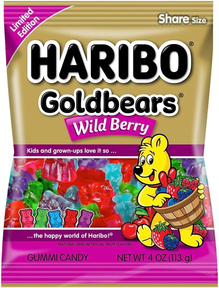 Haribo Gold Bears Wild Berry Gummy Candy (4oz Bag)