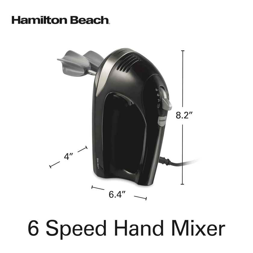 Hamilton Beach 6-Speed Electric Hand Mixer for Baking, 275W, Easy Clean Beaters, Dough Hooks, Whisk, Snap-On Storage Case, Black (62639C) 🍁 All In One Marketplace Canada