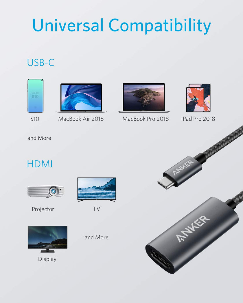 Anker USB C to HDMI Adapter (4K@60Hz), 310 USB-C Adapter (4K HDMI), for MacBook Pro, MacBook Air, iPad Pro, Pixelbook, XPS, Galaxy, and More(Compatible with Thunderbolt 3 Ports) 🍁 All In One Marketplace Canada