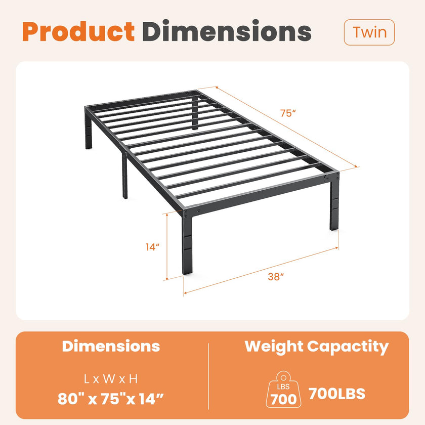 Sweetcrispy Twin Size Bed Frame, 12 Inch Under Bed Storage, Black 🍁 All In One Marketplace Canada