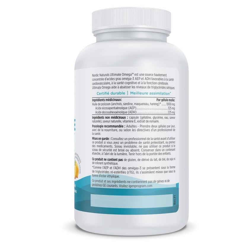 Nordic Naturals Ultimate Omega SoftGels - Omega-3 Supplement, Concentrated Fish Oil With More DHA and EPA, Supports Heart Health, Brain Development and Overall Wellness, Lemon, 120 Count 🍁 All In One Marketplace Canada