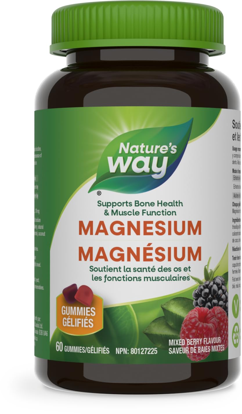 Nature’s Way Magnesium Gummies 100 mg – Supports Muscle Function, Heart & Bone Health – Mixed Berry Flavor, 60 Vegetarian Gummies 🍁 All In One Marketplace Canada