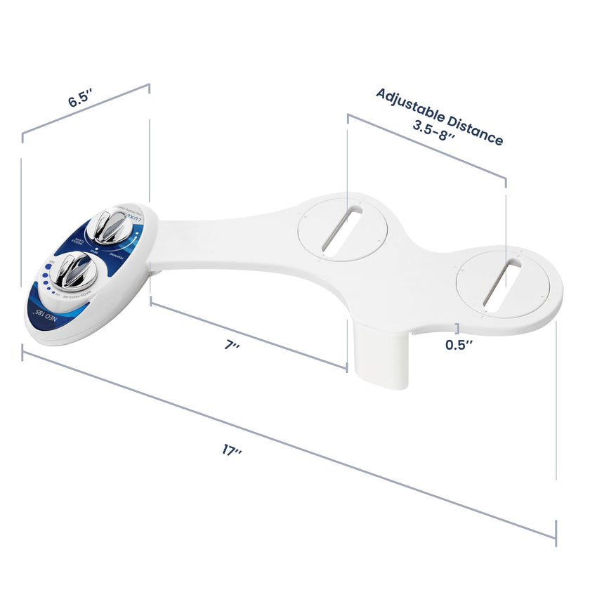 LUXE Bidet NEO 185 - Dual Nozzle, Self-Cleaning, Non-Electric Bidet Attachment for Toilet Seat, Adjustable Water Pressure, Rear & Feminine Wash (Blue) 🍁 All In One Marketplace Canada