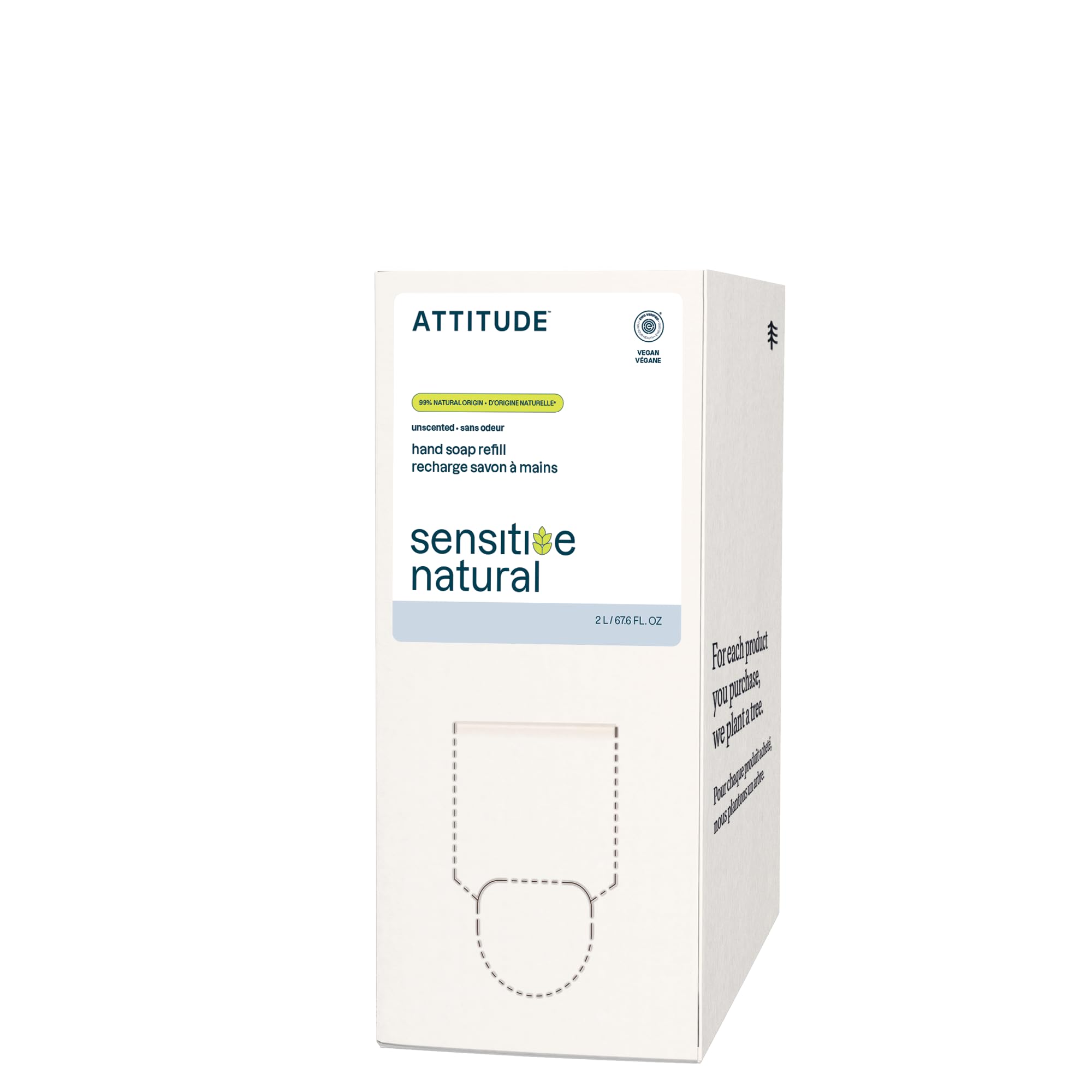 ATTITUDE Gentle Hand Soap for Sensitive Skin, Made in Canada, EWG Verified, Enriched with Oats, Dermatologically Tested, Vegan, Unscented, Bulk Refill, 2 Liters 🍁 All In One Marketplace Canada