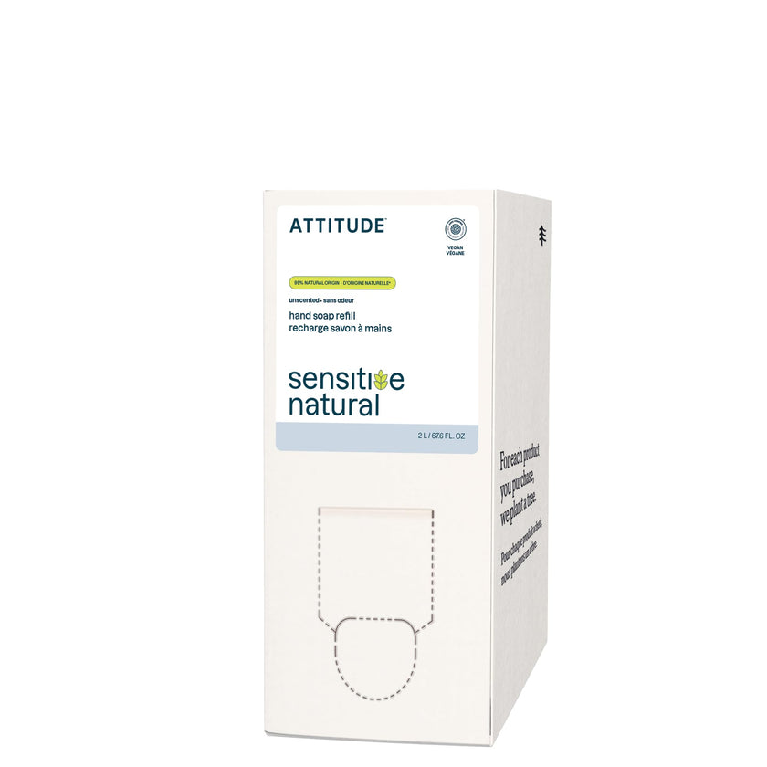 ATTITUDE Gentle Hand Soap for Sensitive Skin, Made in Canada, EWG Verified, Enriched with Oats, Dermatologically Tested, Vegan, Unscented, Bulk Refill, 2 Liters 🍁 All In One Marketplace Canada