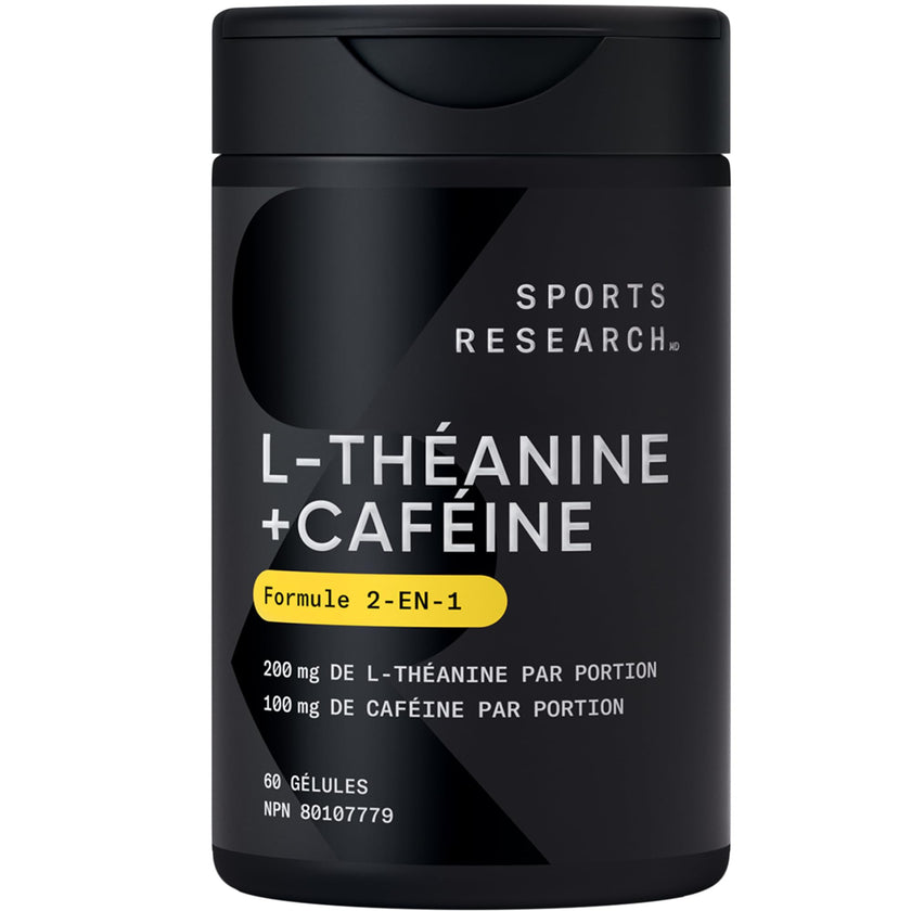 Sports Research® 2-in-1 L-Theanine Supplement with Caffeine & MCT Oil from Organic Coconuts - Focused Energy, Alertness & Relaxation Without Drowsiness - 200mg L Theanine, 100mg Caffeine - 60 Softgels 🍁 All In One Marketplace Canada