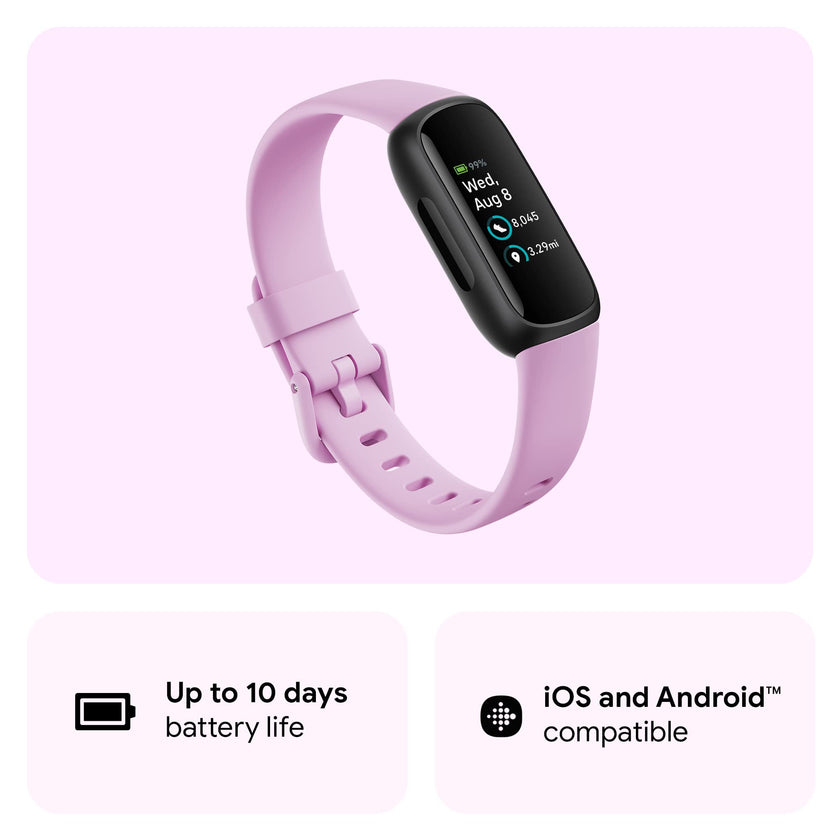 Google Fitbit Inspire 3 Health and Fitness Tracker with Stress Management, Workout Intensity, Sleep Tracking, 24/7 Heart Rate and More, Lilac Bliss/black, One Size (S and L Bands Included) 🍁 All In One Marketplace Canada
