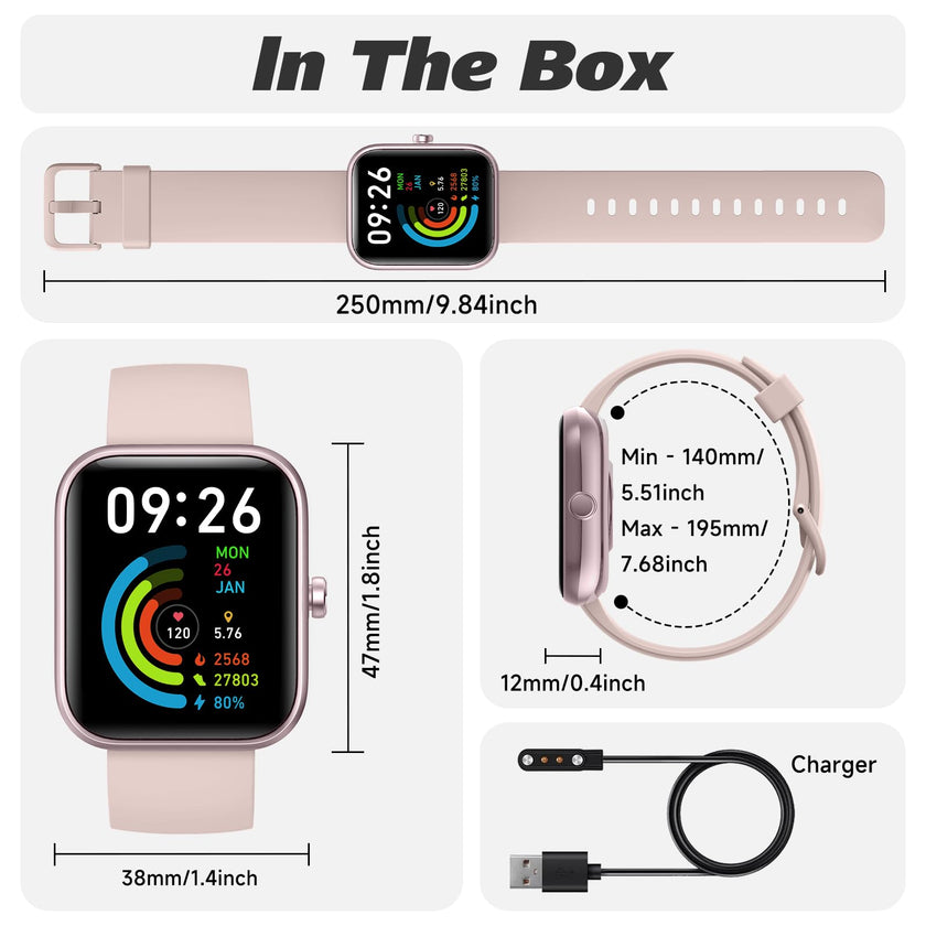 Smart Watch for Men Women with Bluetooth Call, Alexa Built-in, Heart Rate & Sleep Monitor, 1.83