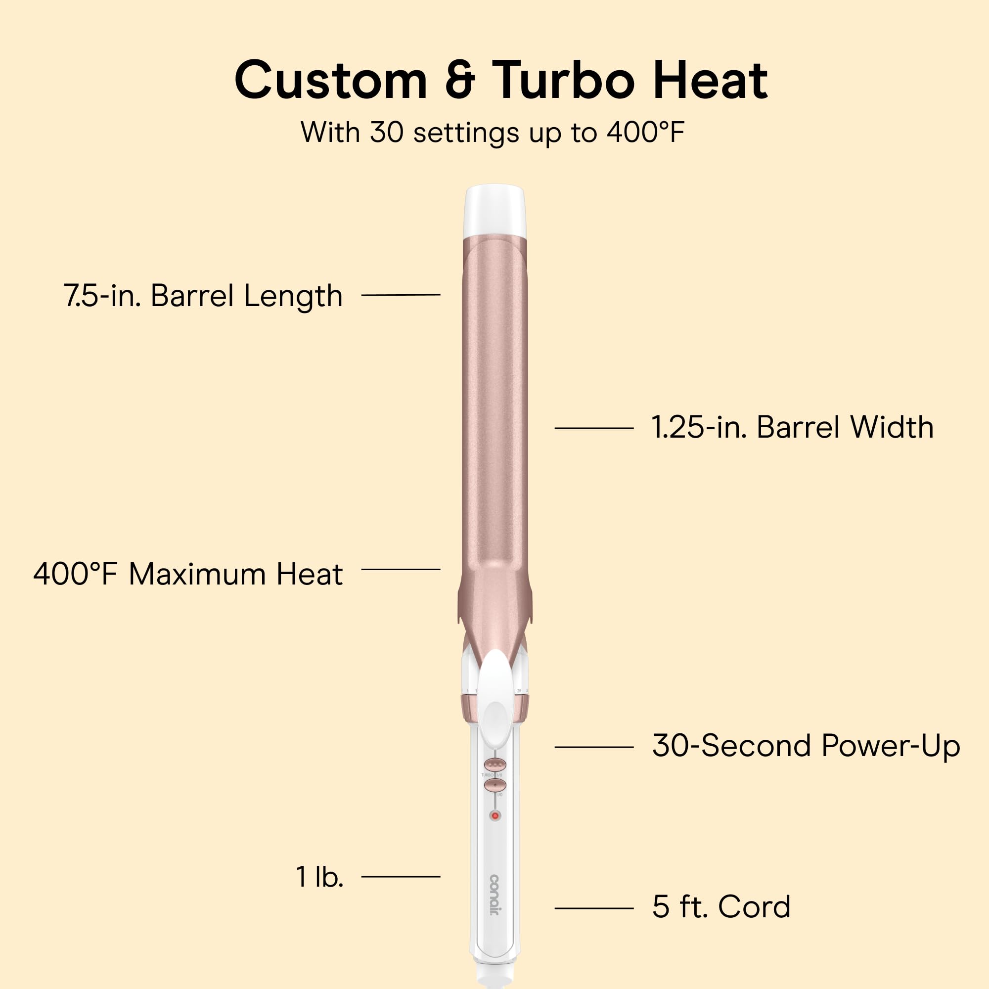Conair Ceramic Long Barrel XL Curling Iron, 1 ¼” Barrel Produces Classic Curls – for use on Medium and Long Hair, Hair curler 🍁 All In One Marketplace Canada