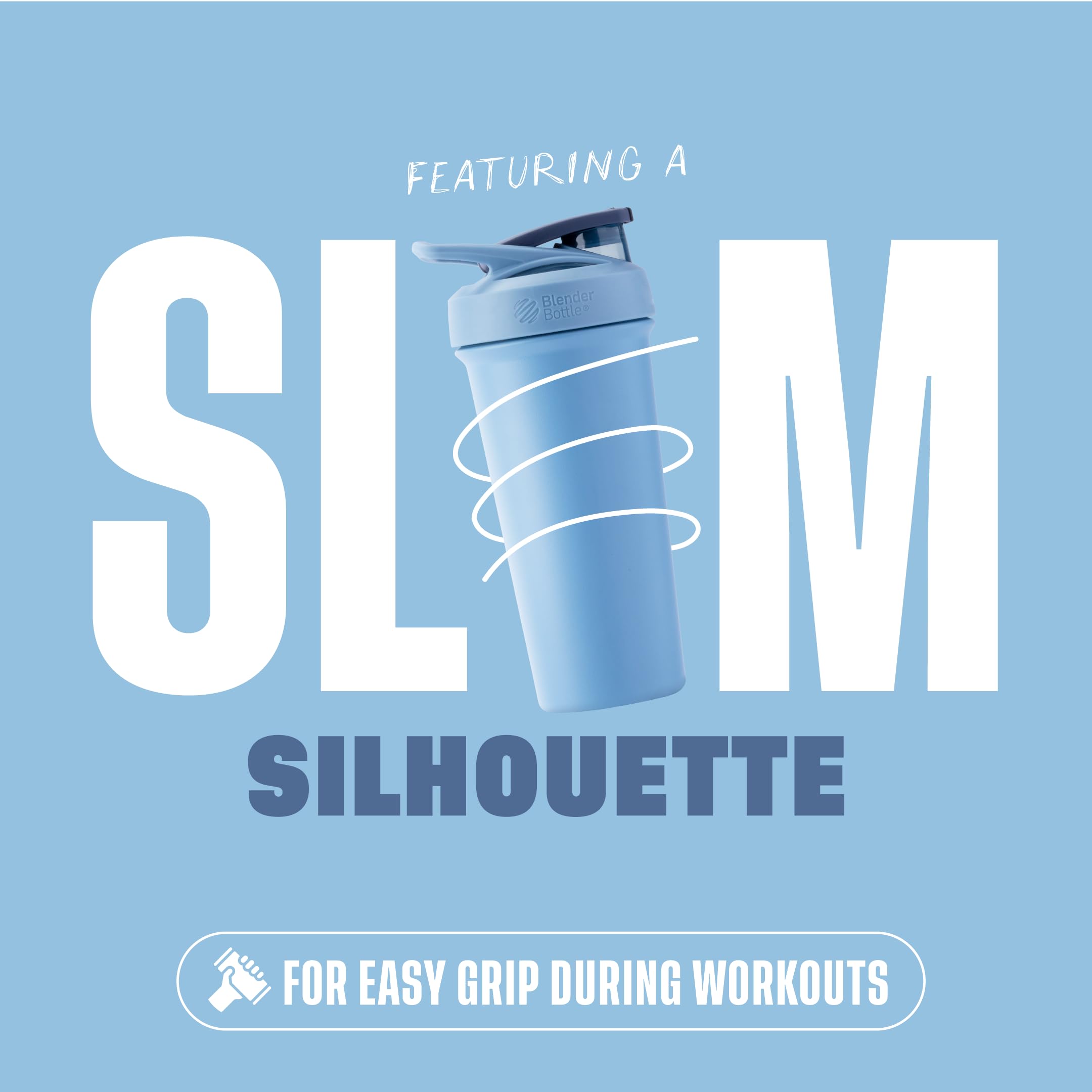BlenderBottle Strada Sleek Shaker Cup Insulated Stainless Steel Water Bottle with Wire Whisk, 25-Ounce, Dusty Blue 🍁 All In One Marketplace Canada