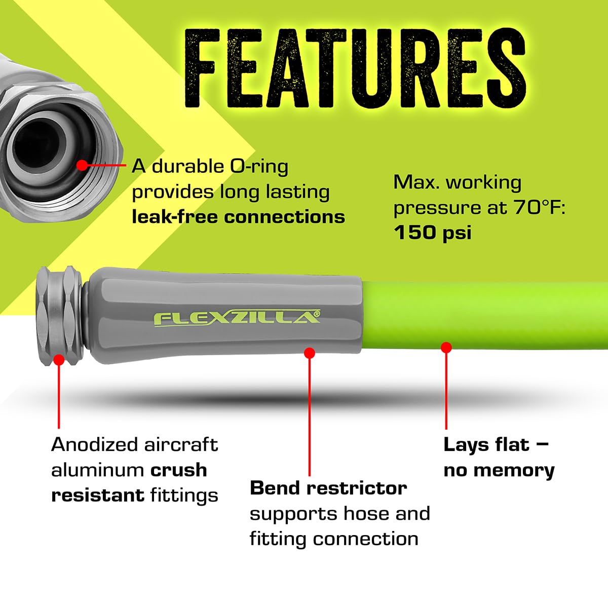 Legacy Manufacturing HFZG5100YW Flexzilla ZillaGreen Garden Hose, 5/8