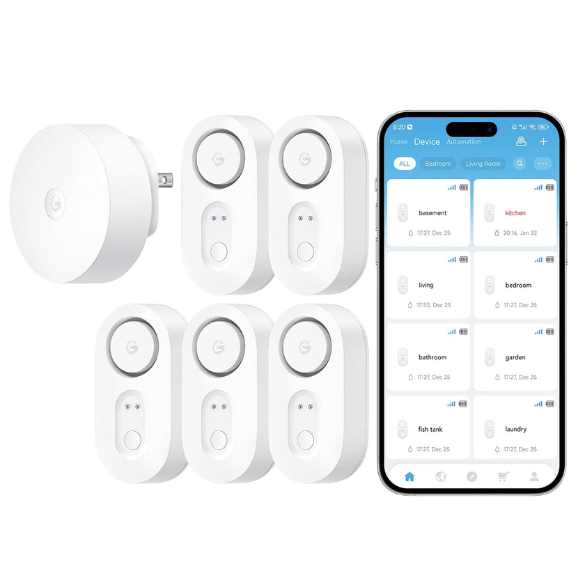 GoveeLife Upgraded Smart Water Leak Detector 1s with 1804ft Ultra-Long Range, WiFi Water Sensor with SMS/Email/APP Push and Sound Alarm, 5-Year Battery Life, 5 Pack, Suit for Home, Basement, Kitchen 🍁 All In One Marketplace Canada