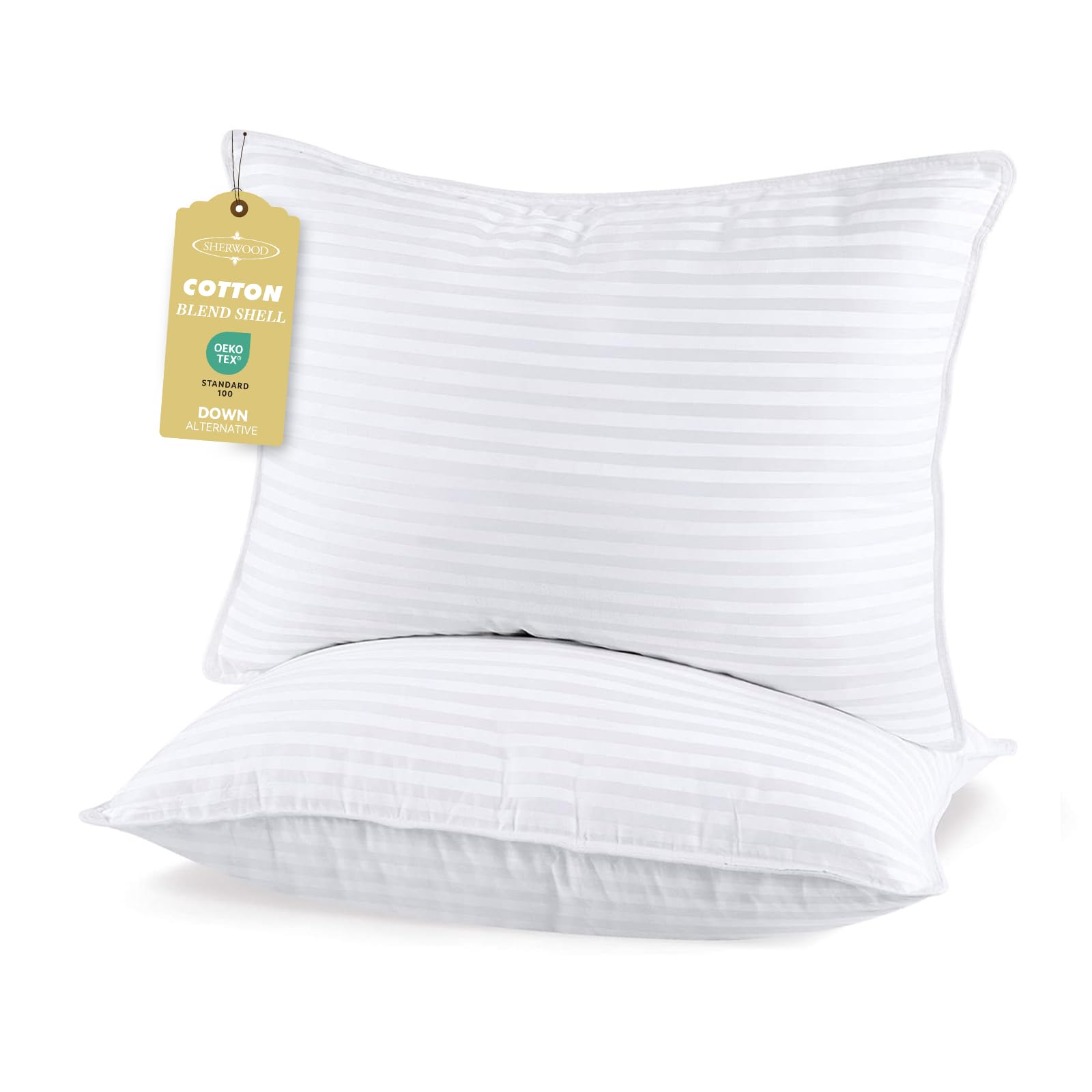 SHERWOOD Pillows Standard Size 2 Pack Hotel Pillow with Cotton Cover and Down Alternative Fiber Fill Bed Pillow for Sleeping (White, Standard 20x26 inch) 🍁 All In One Marketplace Canada