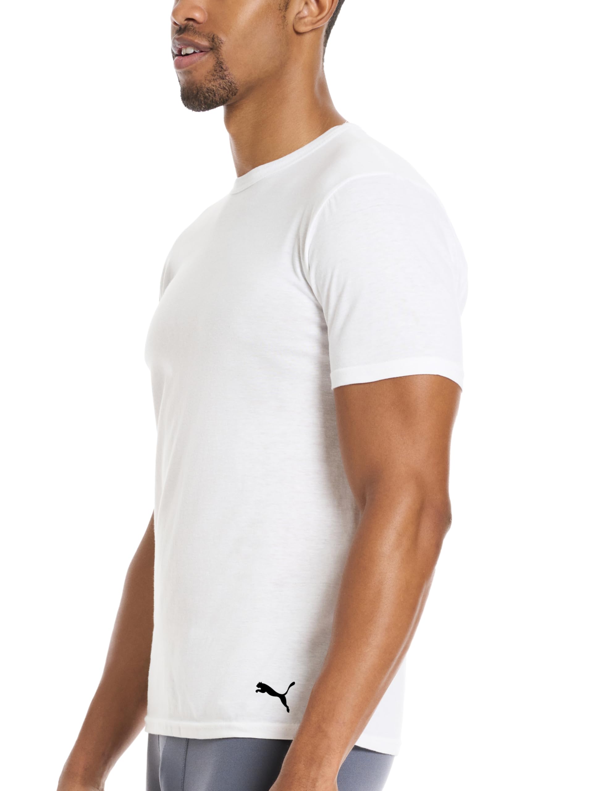 PUMA Men's 4 Pack Cotton Crewneck Short Sleeve T-Shirt, Black/Grey/White/Navy, Large 🍁 All In One Marketplace Canada
