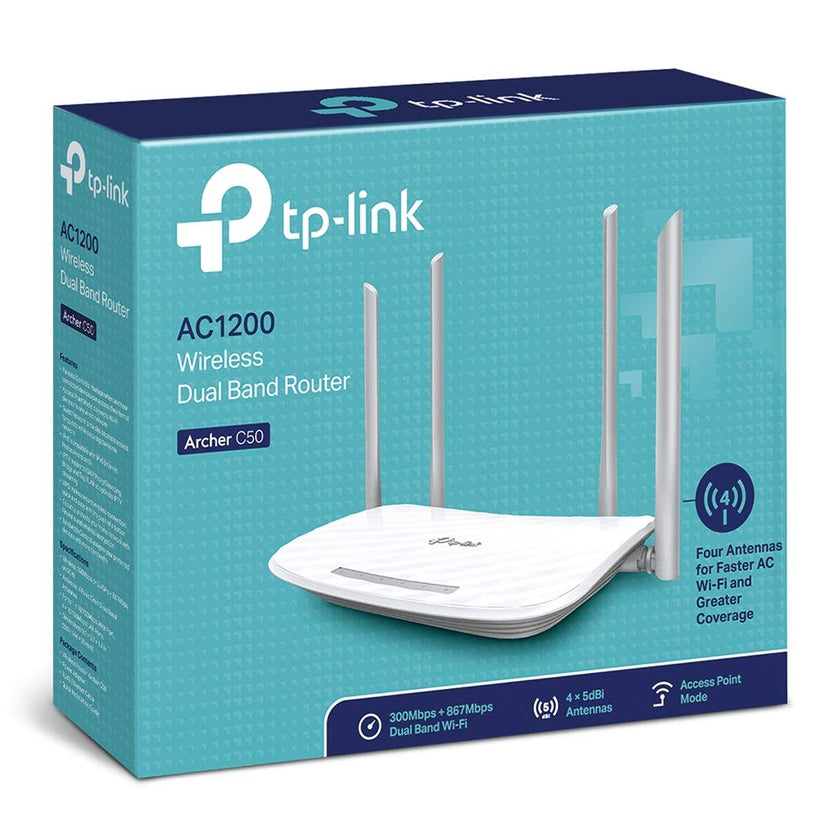 TP-Link AC1200 WiFi Router (Archer C50) - Dual Band Wireless Internet Router, 4 x 10/100 Mbps Fast Ethernet Ports, Supports Guest WiFi, Access Point Mode, IPv6 and Parental Controls 🍁 All In One Marketplace Canada