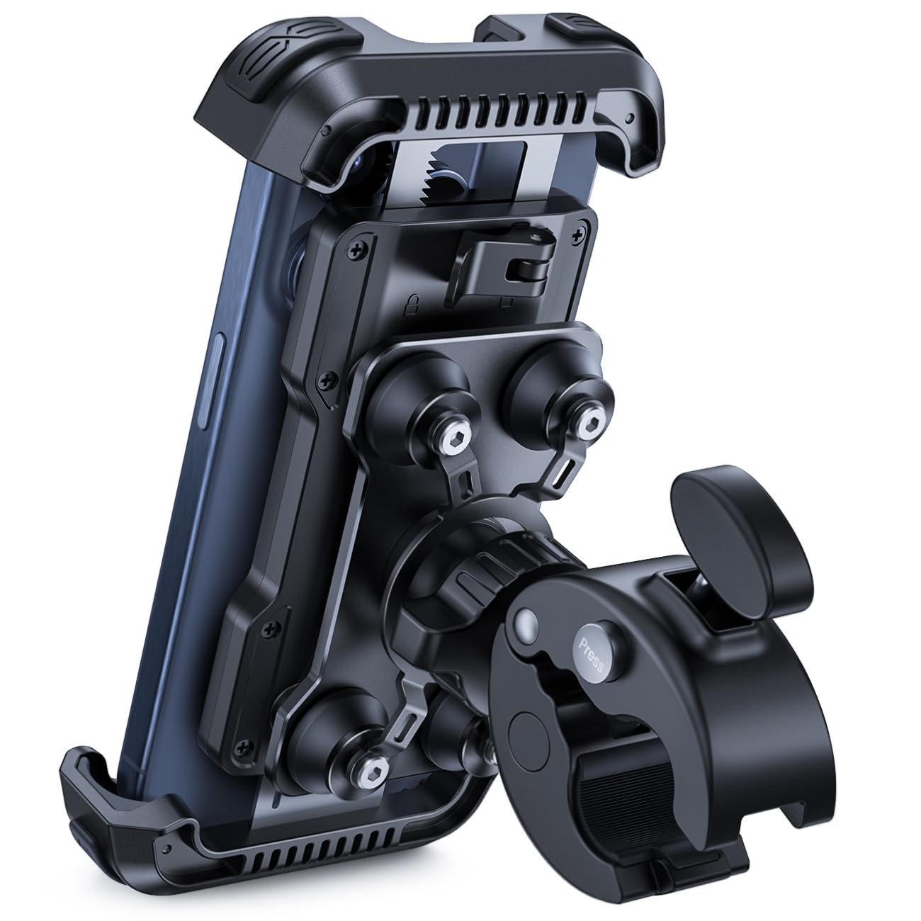 Lamicall Motorcycle Phone Mount Holder - [Dual Vibration Dampener] Anti Shake Motorcycle Phone Mount with Upgraded Handlebar Clamp, Bike Phone Mount for iPhone 14 15 Pro Max 16 17 Pro, 4.7-6.7