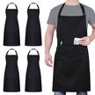 4 Packs Chef Apron, Black Waterproof Apron, Adjustable Apron with 2 Pockets for Men Women, Professional Apron for Kitchen Cooking Gardening Painting Baking Restaurant (Black) 🍁 All In One Marketplace Canada