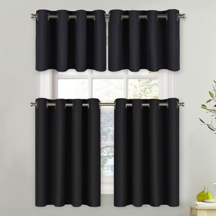 NICETOWN Blackout Valance for Small Window - Thermal Insulated Room Darkening Plain Grommet-Top Short Curtain Panel for Cafe Bar / Apartment (1 Pack, W52 x L36 + 1.2 inches Header, Black) 🍁 All In One Marketplace Canada