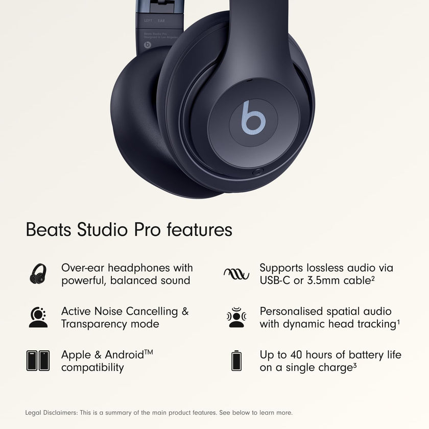 Beats Studio Pro - Wireless Bluetooth Noise Cancelling Headphones - Personalized Spatial Audio, USB-C Lossless Audio, Apple & Android Compatibility, Up to 40 Hours Battery Life - Navy 🍁 All In One Marketplace Canada