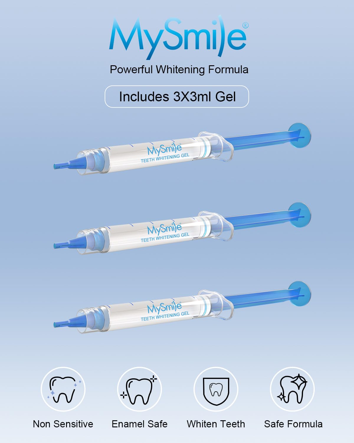 MySmile Teeth Whitening Gel Refills Pack 30+ Treatment Non-Sensitive Enamel Safe Tooth Whitener -10 Min Fast Whitening Teeth - Helps to Remove Stains from Coffee, Smoking, Wines（Excluding Tray Light） 🍁 All In One Marketplace Canada