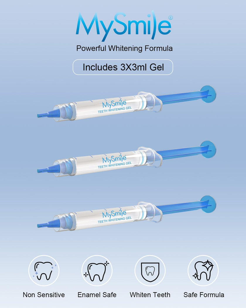 MySmile Teeth Whitening Gel Refills Pack 30+ Treatment Non-Sensitive Enamel Safe Tooth Whitener -10 Min Fast Whitening Teeth - Helps to Remove Stains from Coffee, Smoking, Wines（Excluding Tray Light） 🍁 All In One Marketplace Canada