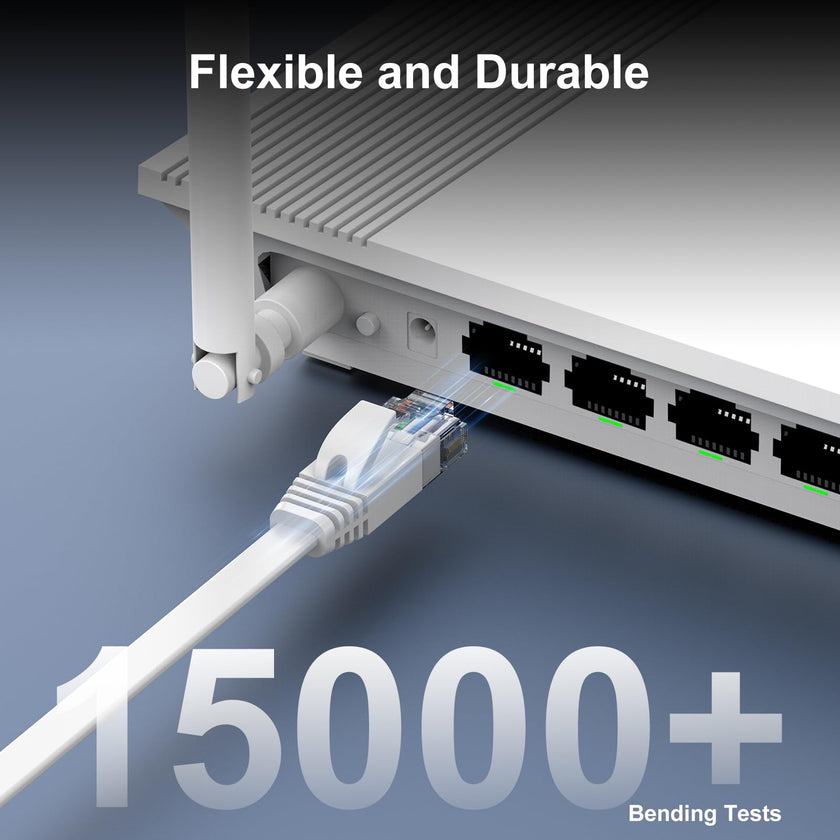 Cat 6 Ethernet Cable 100ft - High Speed 10Gbps, Indoor&Outdoor, Slim Flat Design, Supports Cat7 Network - for Router, Modem, PS4/5, Xbox - White, Weatherproof, Includes 35 Clips & 4 Straps 🍁 All In One Marketplace Canada